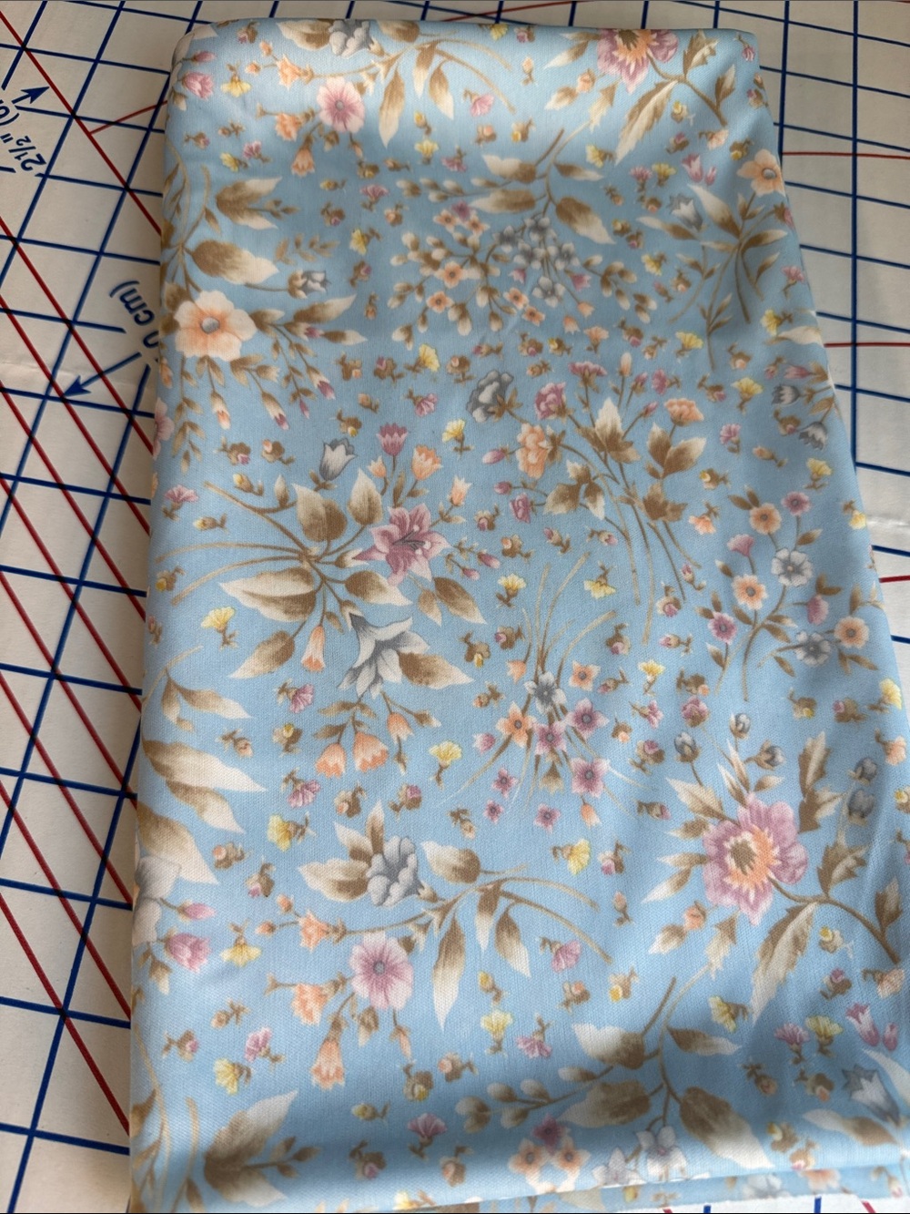 Vintage Blue Floral Stretch Knit Fabric 1¼ Yards x 54 Slinky Polyester Dress